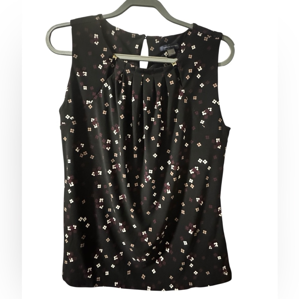 Tommy Hilfiger Black Top with Floral Accents
